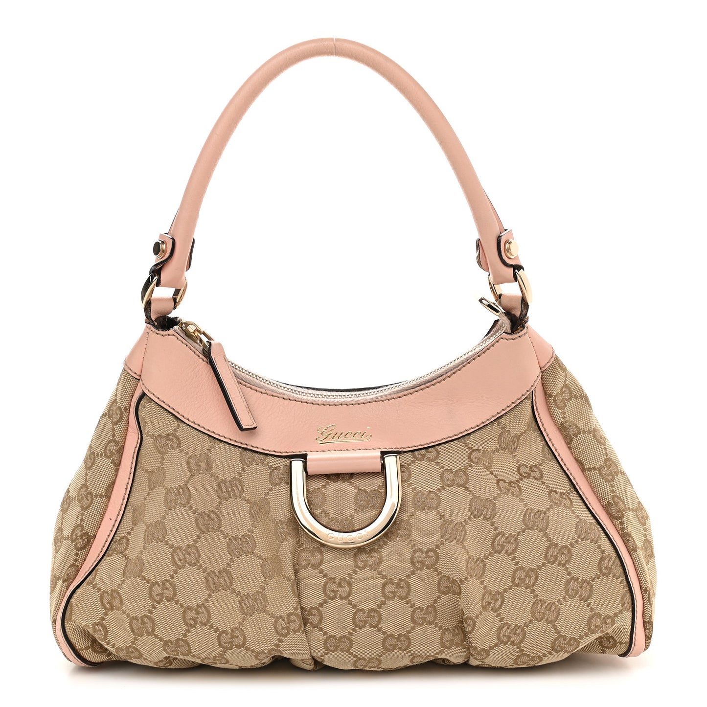 Monogram Medium D Gold Ring Hobo Pink