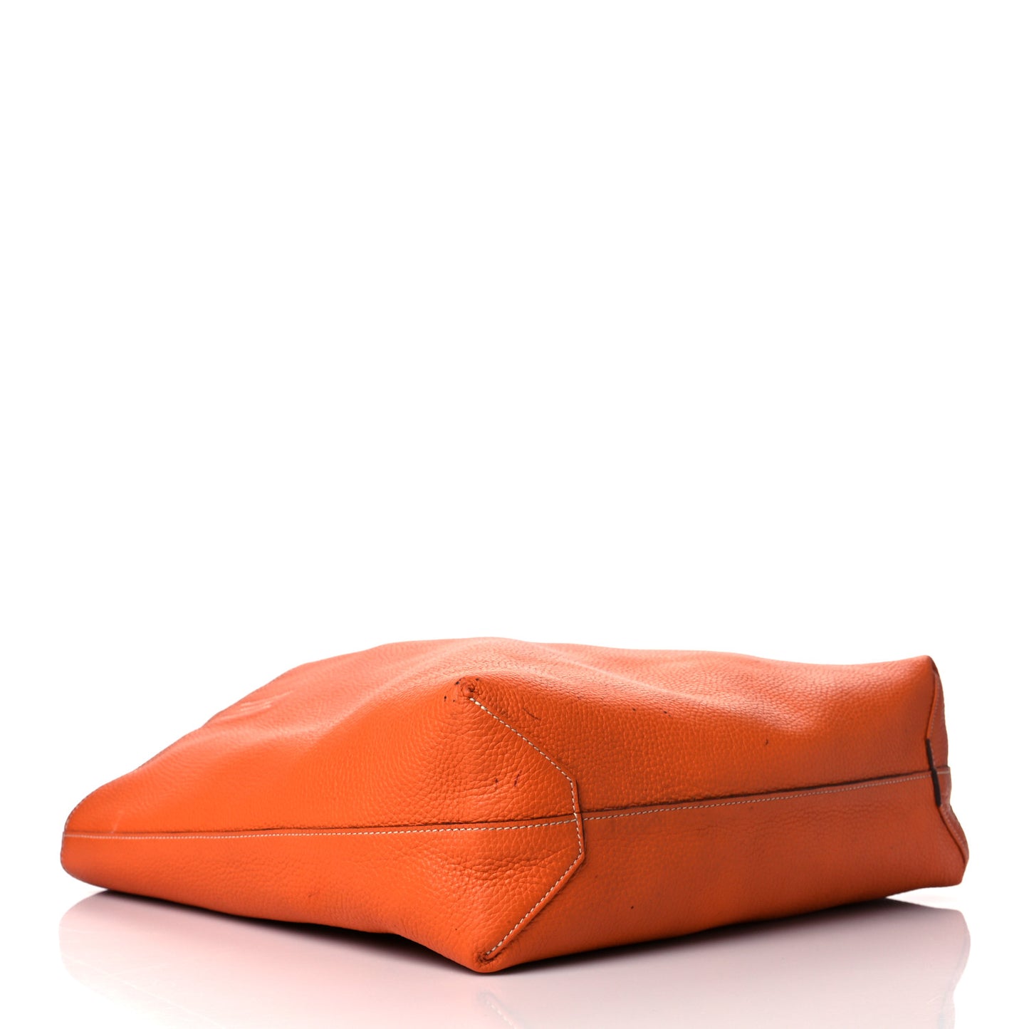 Taurillon Clemence Double Sens 36 Reversible Tote Etoupe Orange