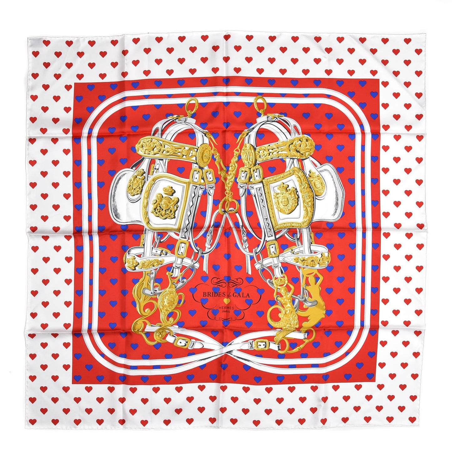 Silk Brides De Gala Love Scarf 90 Rouge Vif Marine White