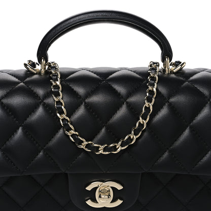Chanel Lambskin Quilted Mini Top Handle Rectangular Flap Black 8 of 11