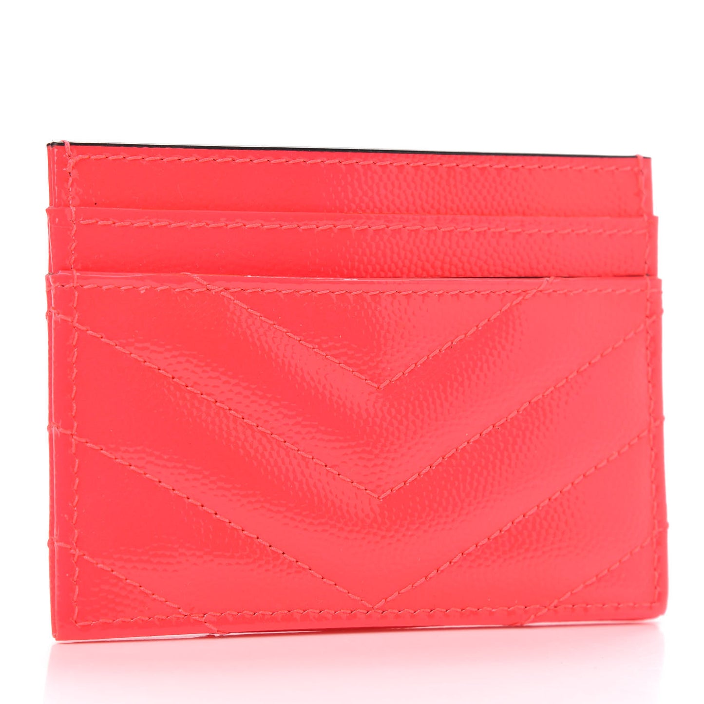 Grain De Poudre Matelasse Chevron Monogram Credit Card Case Neon Pink