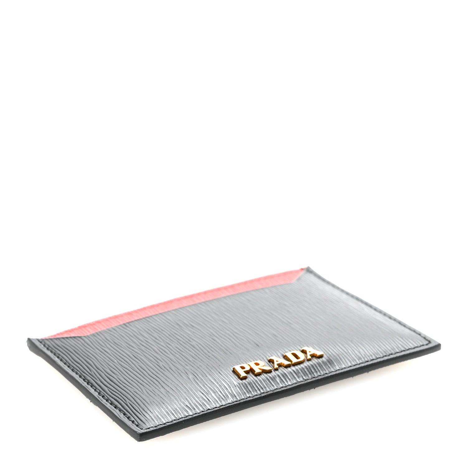 Prada Vitello Move Metal Card Holder Black Lacca 1823442