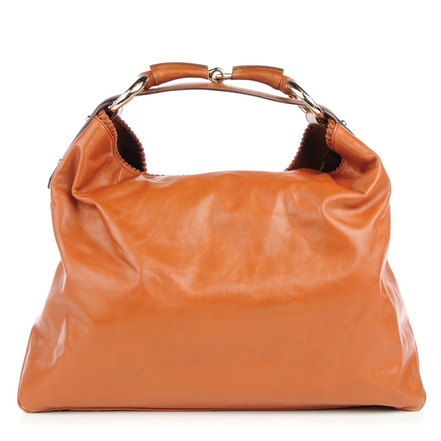 Calfskin Large Horsebit Chain Hobo Brown