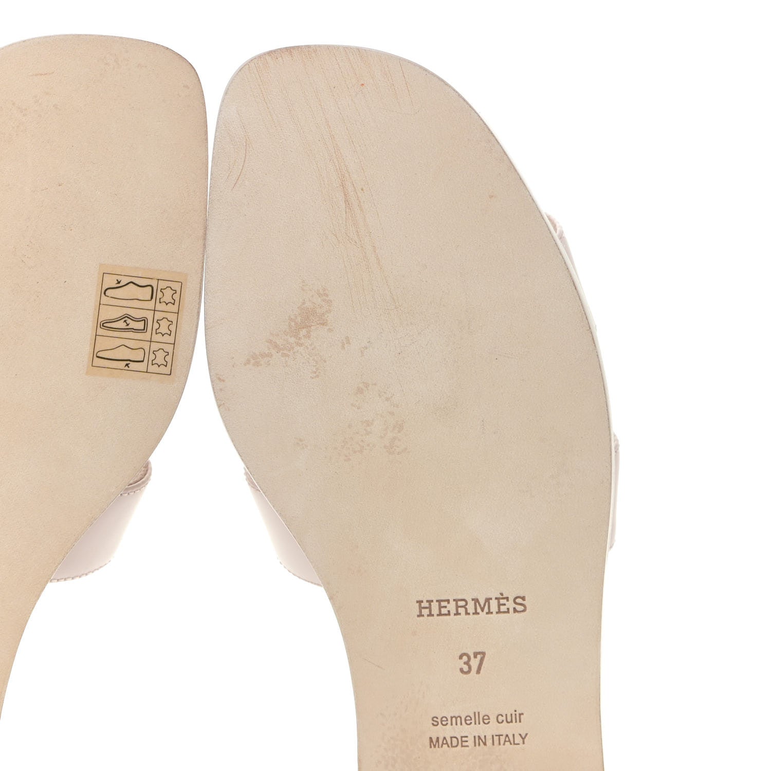 Hermes Box Calfskin Oran Sandals 37 Rose Pale 7 of 12