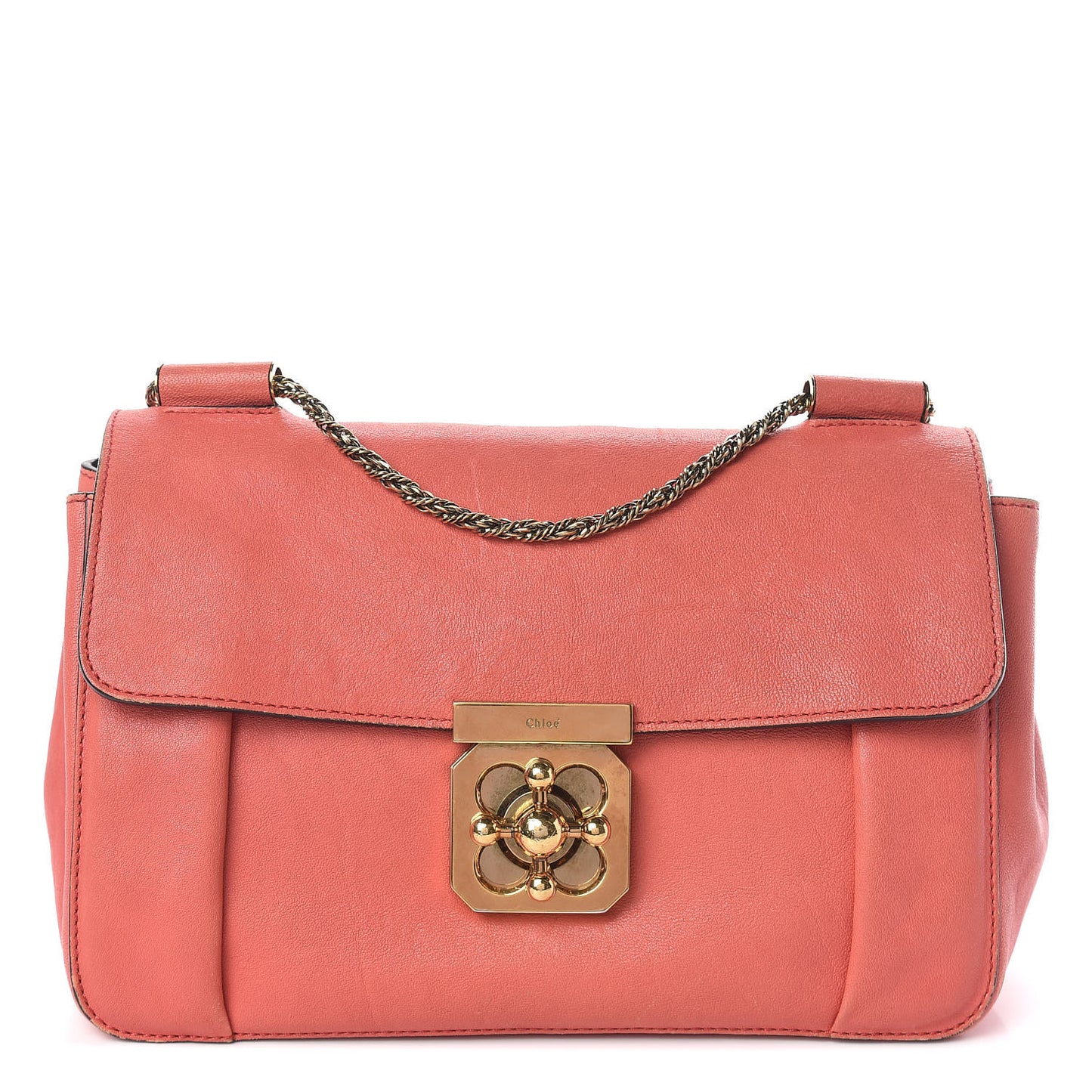 Goatskin Medium Elsie Shoulder Bag Coral Pop