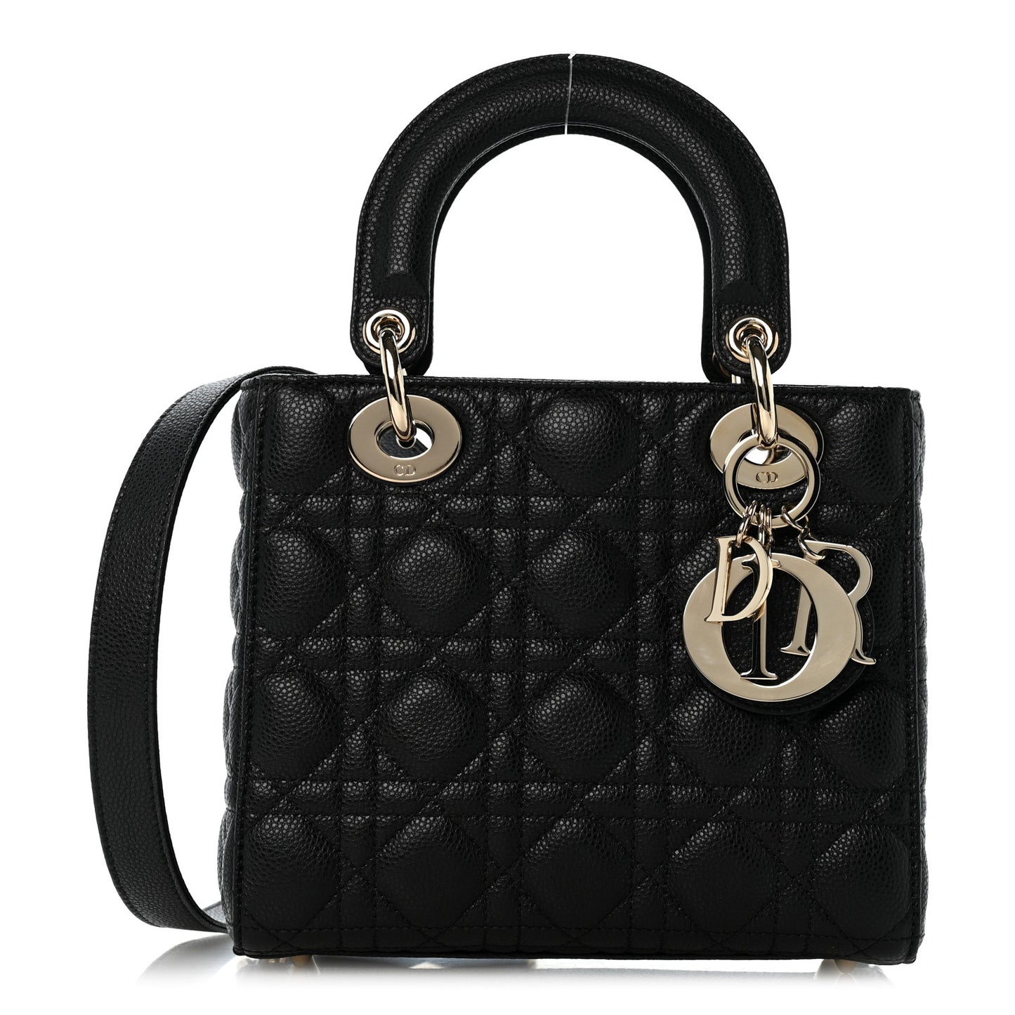 Grained Calfskin Cannage Small Lady Dior Black