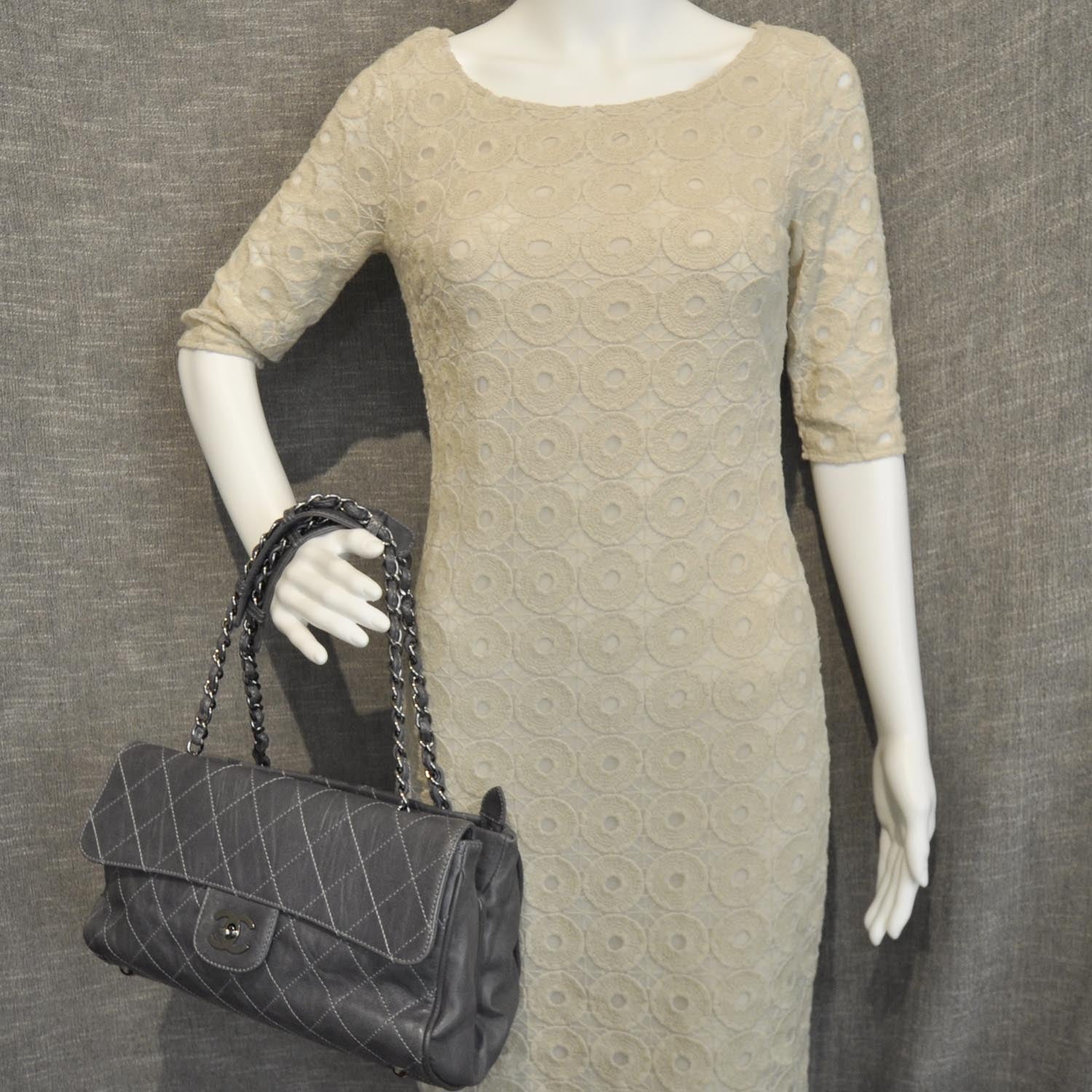 Chanel Lambskin Quilted Ritz Flap Bag Grey 2 of 11