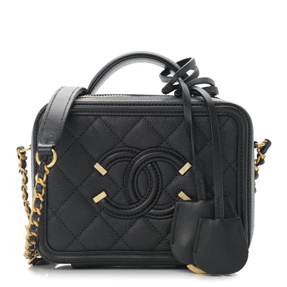 Chanel Caviar Quilted Small CC Filigree Vanity Case Black 1 of 11