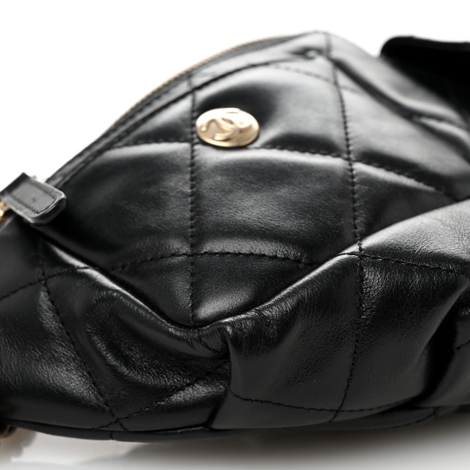 Chanel Shiny Aged Calfskin Quilted CC Pockets Jacket Waist Belt Bag Black 9 of 12
