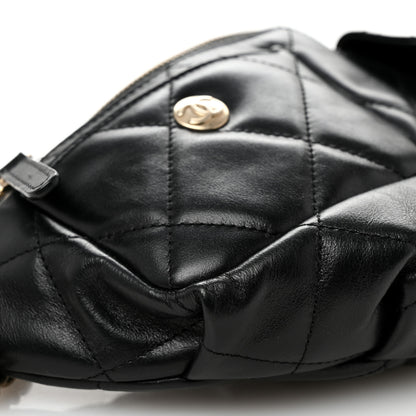 Chanel Shiny Aged Calfskin Quilted CC Pockets Jacket Waist Belt Bag Black 9 of 12