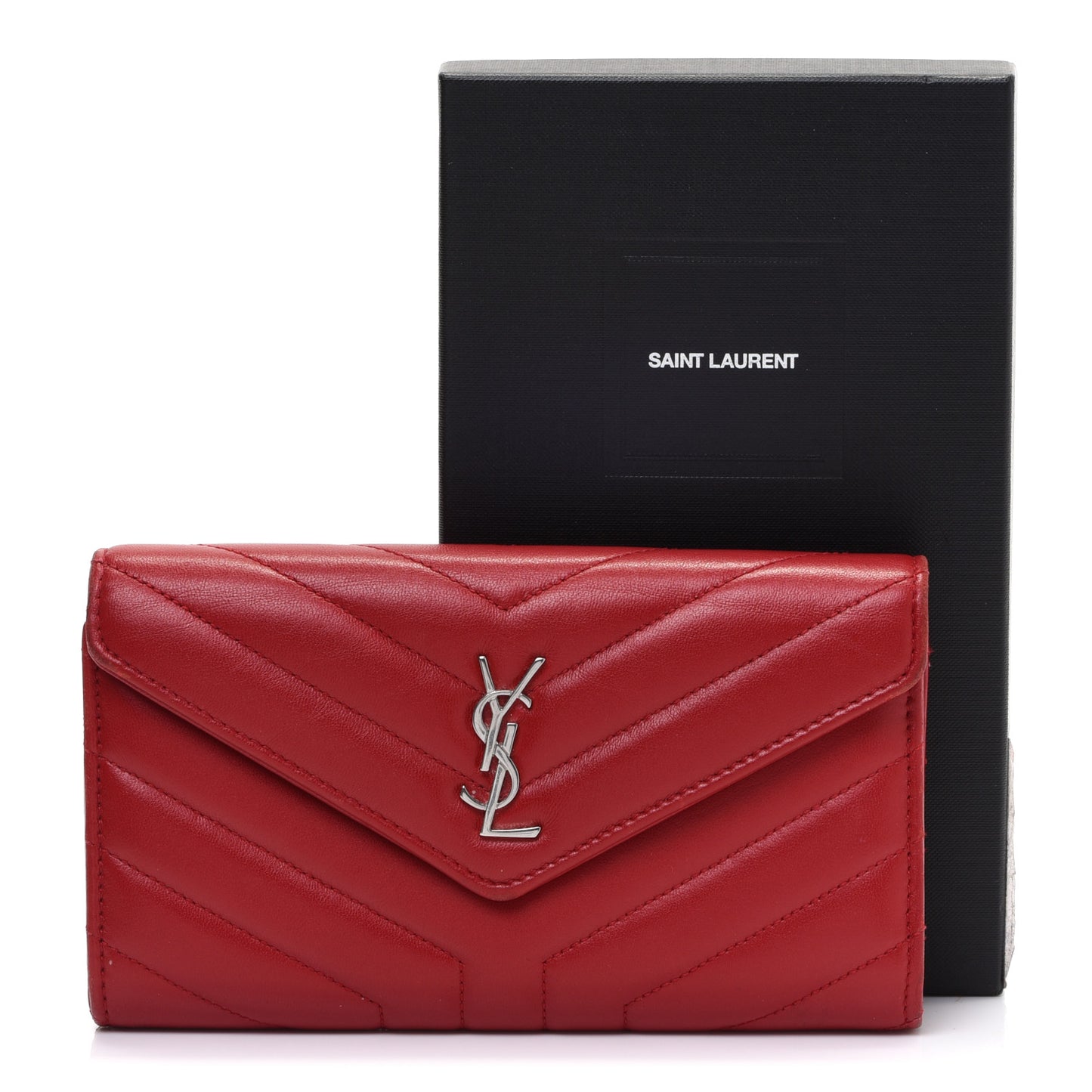 Lambskin Y Quilt Monogram Large Loulou Flap Wallet Rouge Eros
