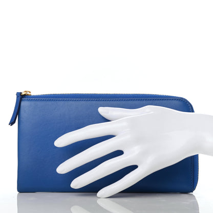 Celine Smooth Calfskin Large Half Zip Multifunction Wallet Blue 2 of 8