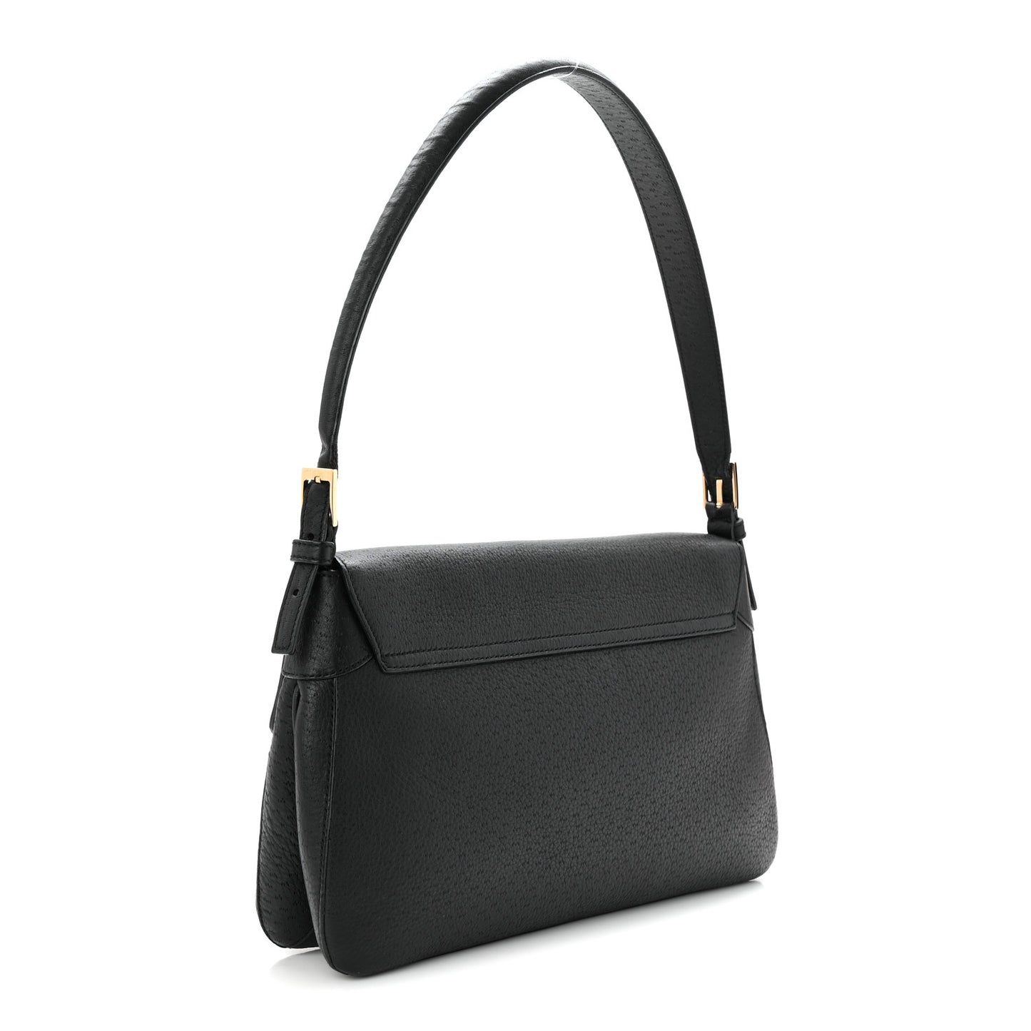 Grained Calfskin Gancini Shoulder Bag Black