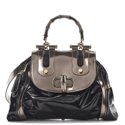 Gucci Dialux Pop Bamboo Top Handle Tote Black Pewter 1 of 10