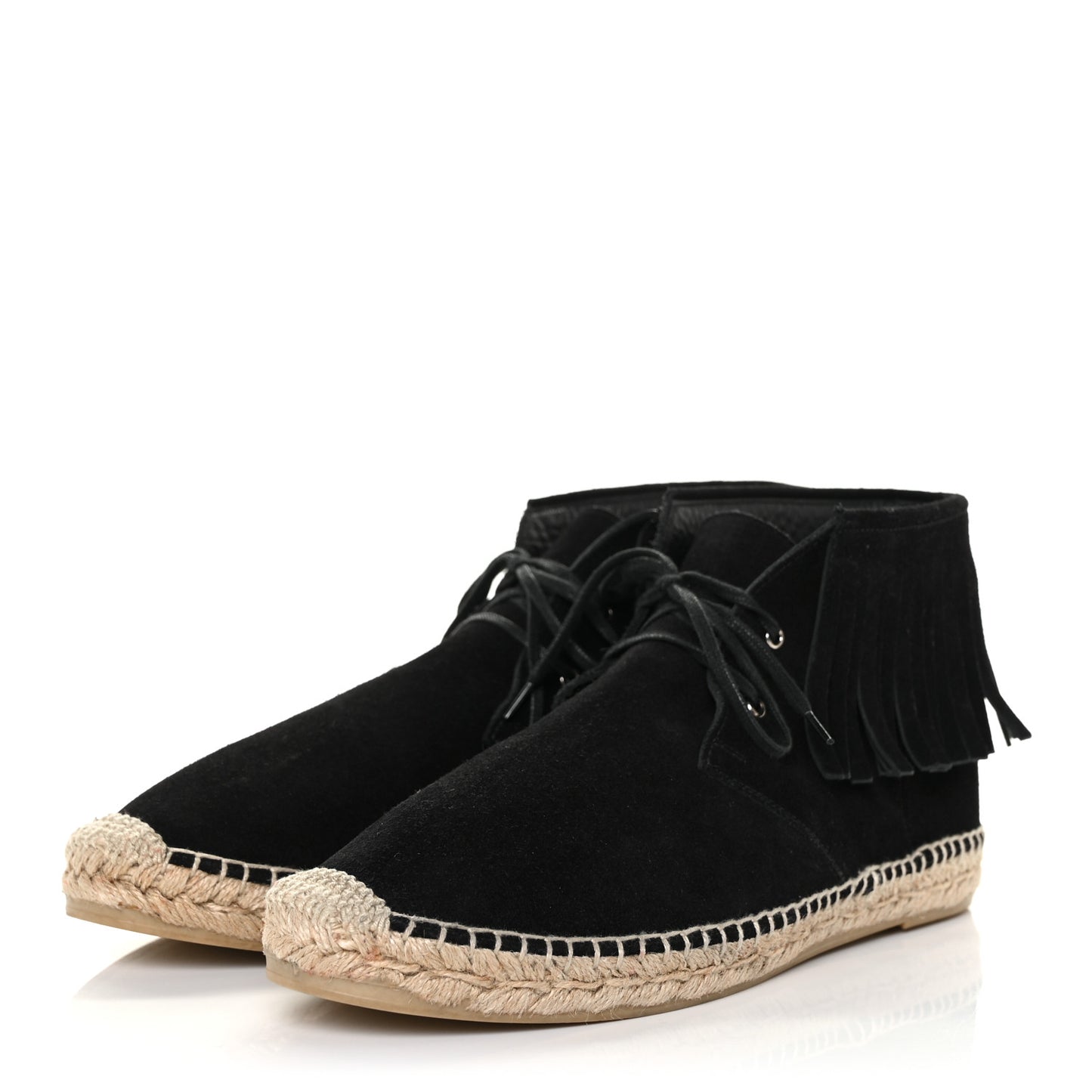 Suede Fringe Moccasin Booties 41 Black