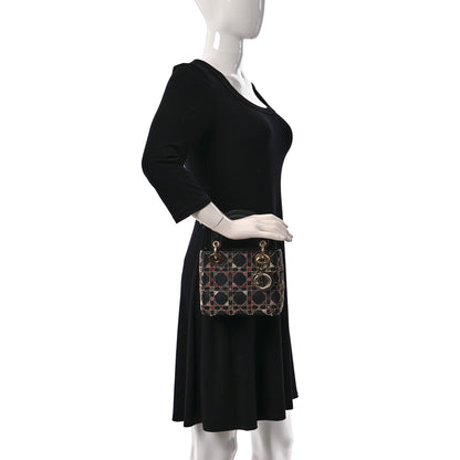 Christian Dior Calfskin Cannage Embroidered Beaded Mini Lady Dior Black Multicolor 2 of 12