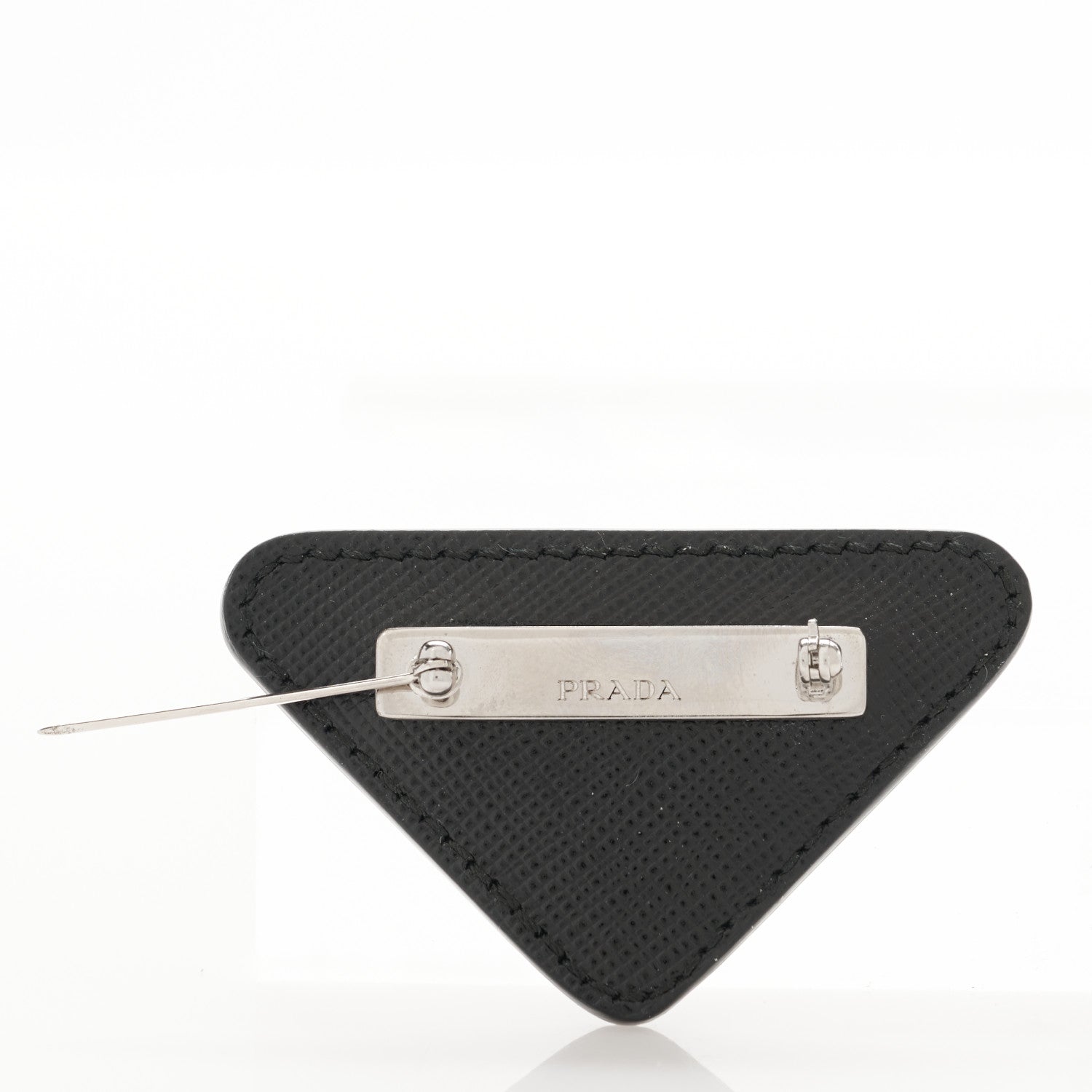 Prada Saffiano Enamel Logo Triangle Pin Black 3 of 5