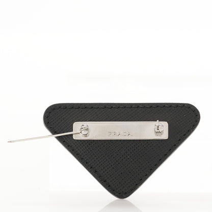 Prada Saffiano Enamel Logo Triangle Pin Black 3 of 5