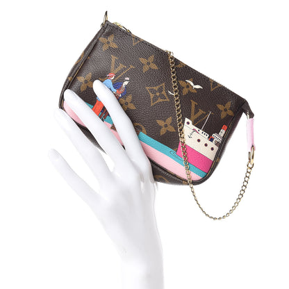 Louis Vuitton Monogram 2016 Christmas Animation Mini Pochette Accessories Rose Ballerine 2 of 10