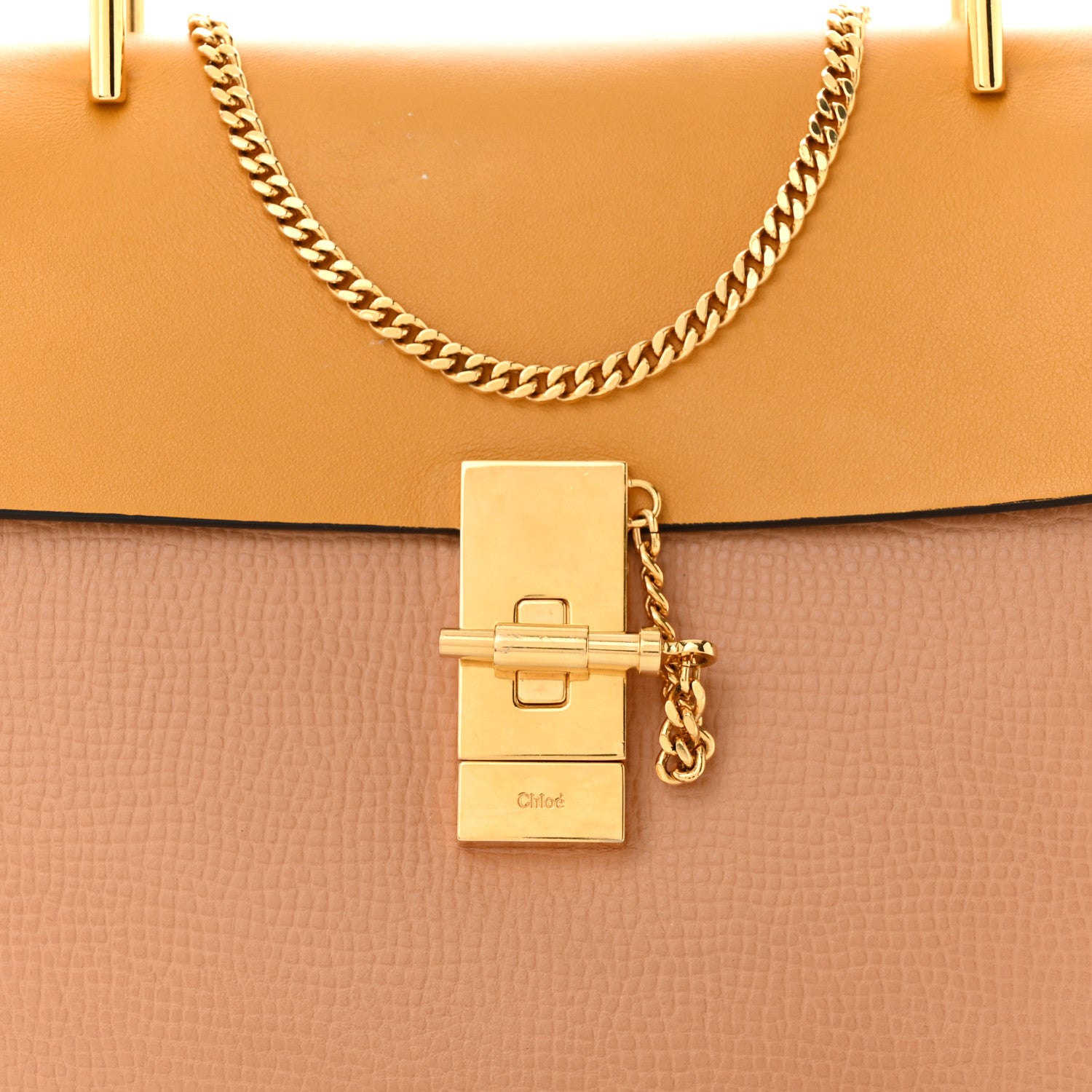 Chloe Grained Calfskin Lambskin Medium Bi-Color Drew Shoulder Bag Wet Sand Sunflower 8 of 12