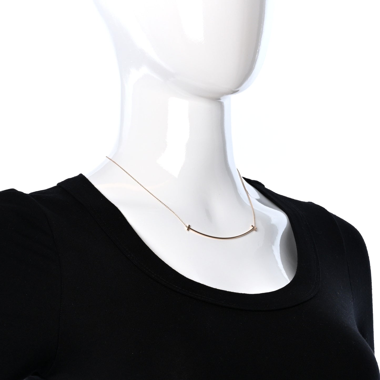 18K Rose Gold Large T Smile Pendant Necklace