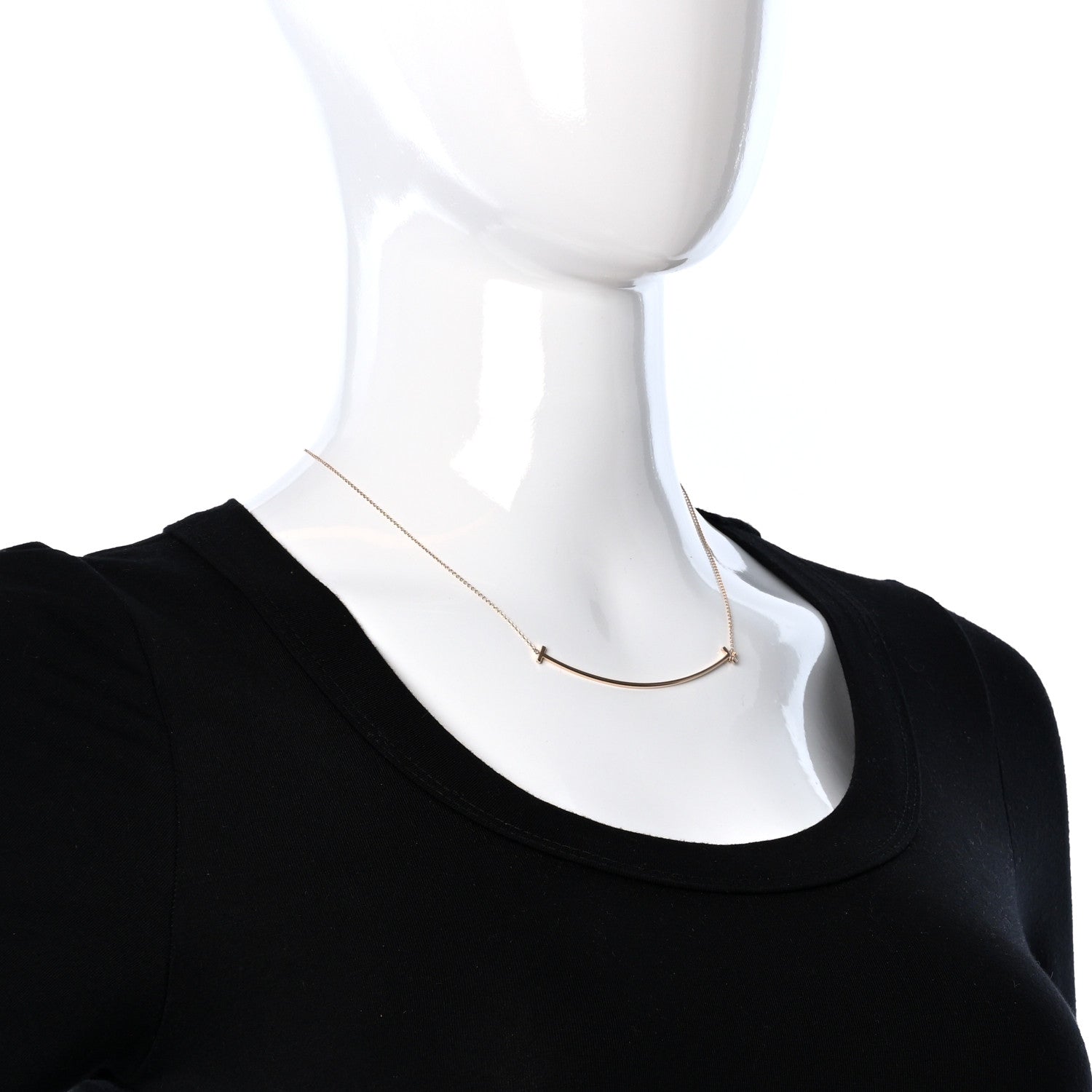 Tiffany 18K Rose Gold Large T Smile Pendant Necklace 3 of 4