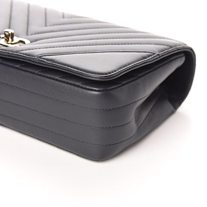 Chanel Calfskin Chevron Quilted Statement Flap Navy Blue 9 of 11