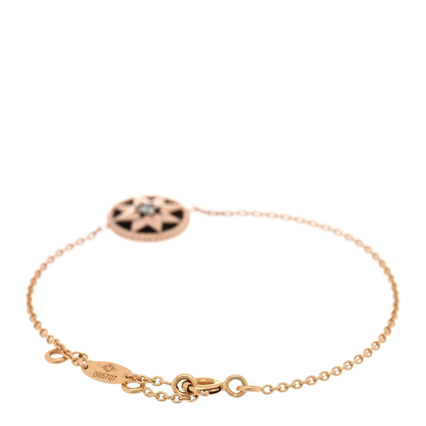 18K Rose Gold Diamond Black Onyx Rose Des Vents Bracelet