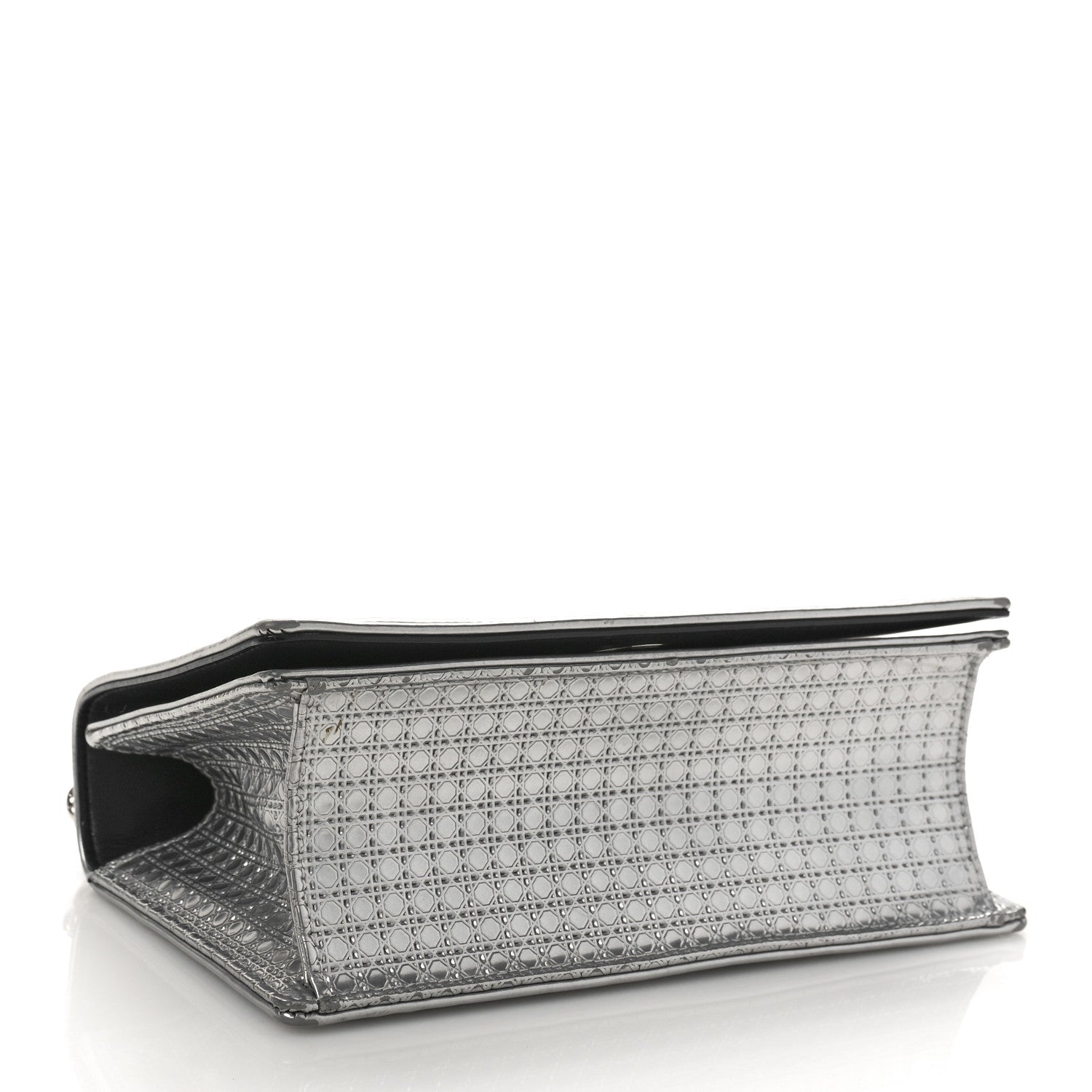 Christian Dior Metallic Patent Micro-Cannage Small Diorama Flap Bag Silver 4 of 14