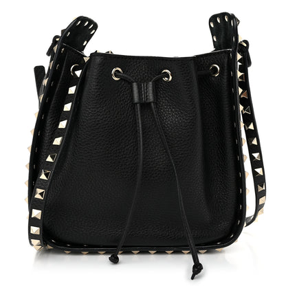 Valentino Garavani Grained Calfskin Rockstud Bucket Bag Black 1 of 9