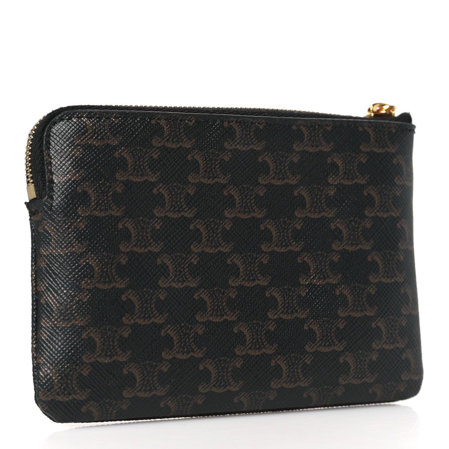 Celine Triomphe Canvas Logo Coin and Card Pouch With Hook Black 3 of 7