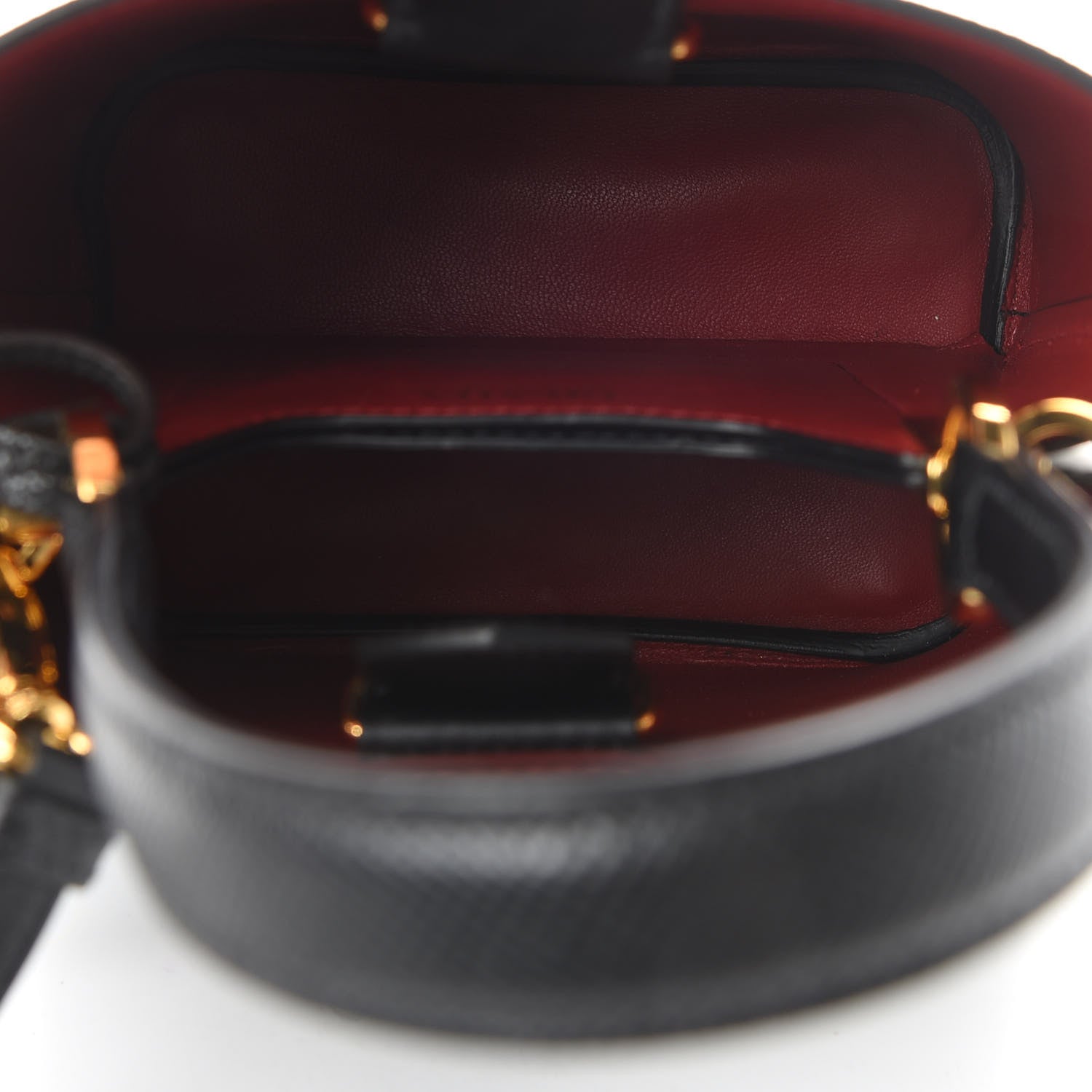 Prada Saffiano Cuir Small Panier Bucket Bag Black Fuoco 6 of 12