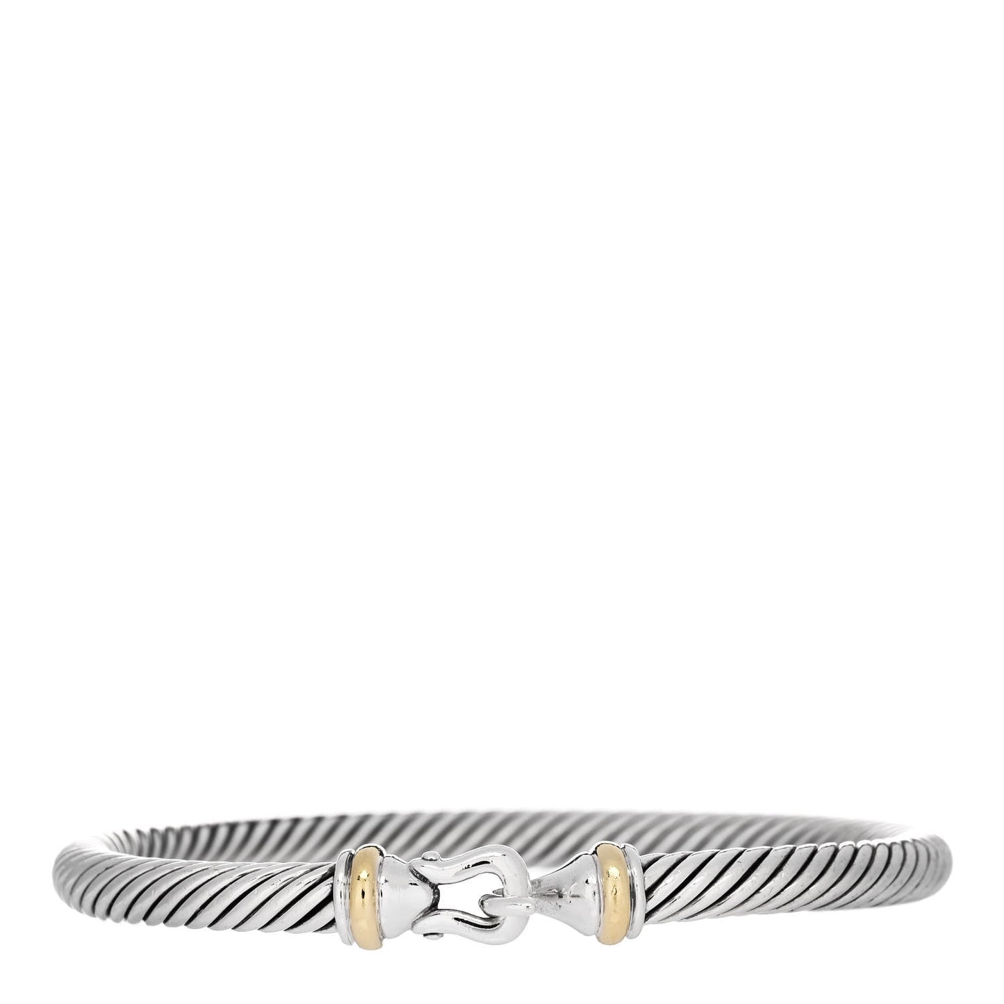 Sterling Silver 18K Yellow Gold 5mm Cable Classic Buckle Bracelet