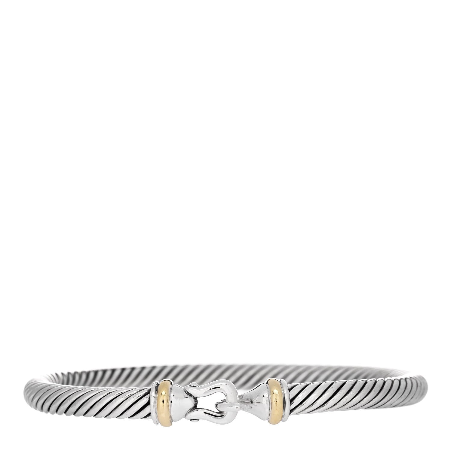 David Yurman Sterling Silver 18K Yellow Gold 5mm Cable Classic Buckle Bracelet 1 of 3