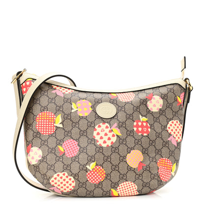 Gucci GG Supreme Monogram Les Pommes Small Ophidia Half Moon Hobo Beige Multicolor Mystic White 1 of 10