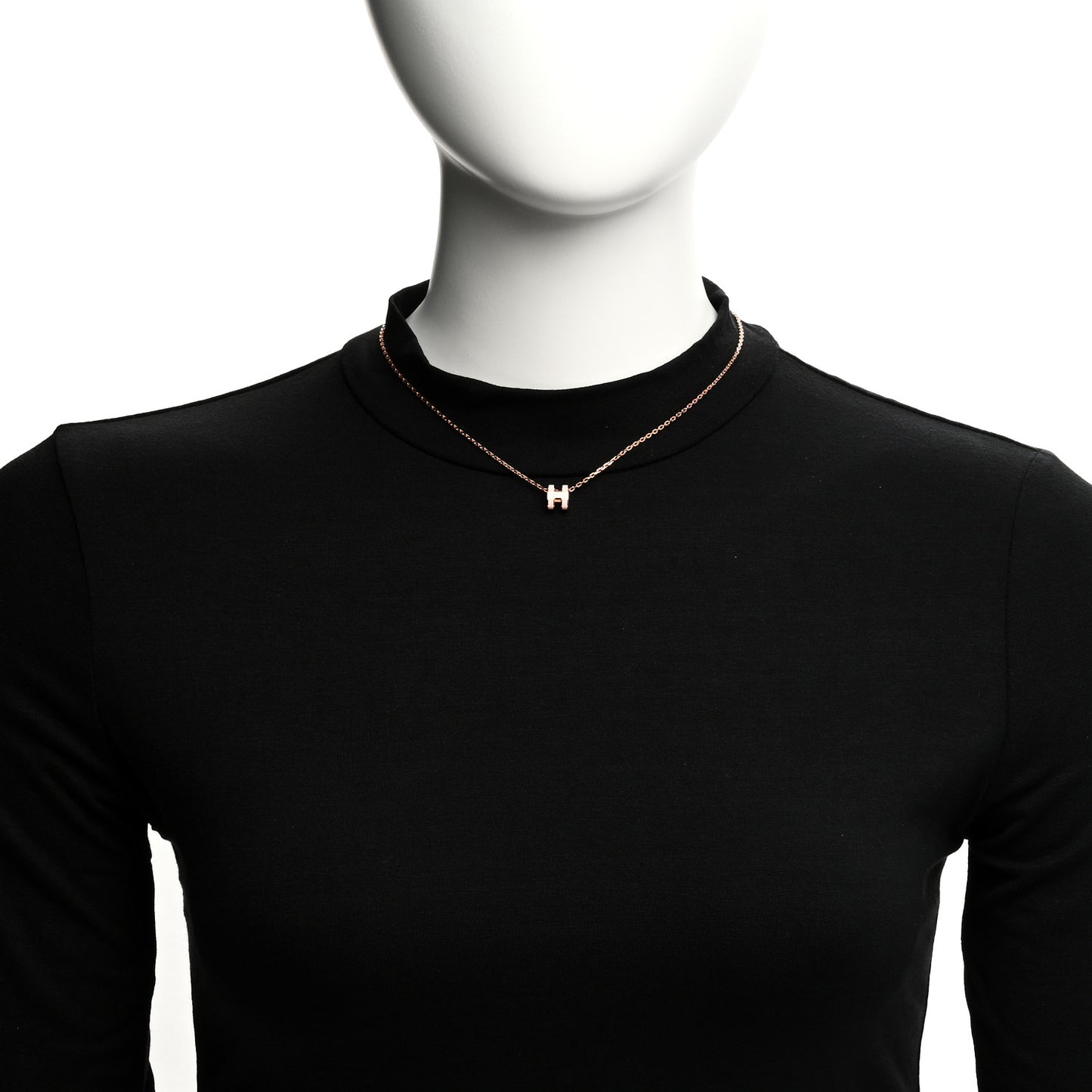 Lacquered Rose Gold Mini Pop H Pendant Necklace Rose Dragee