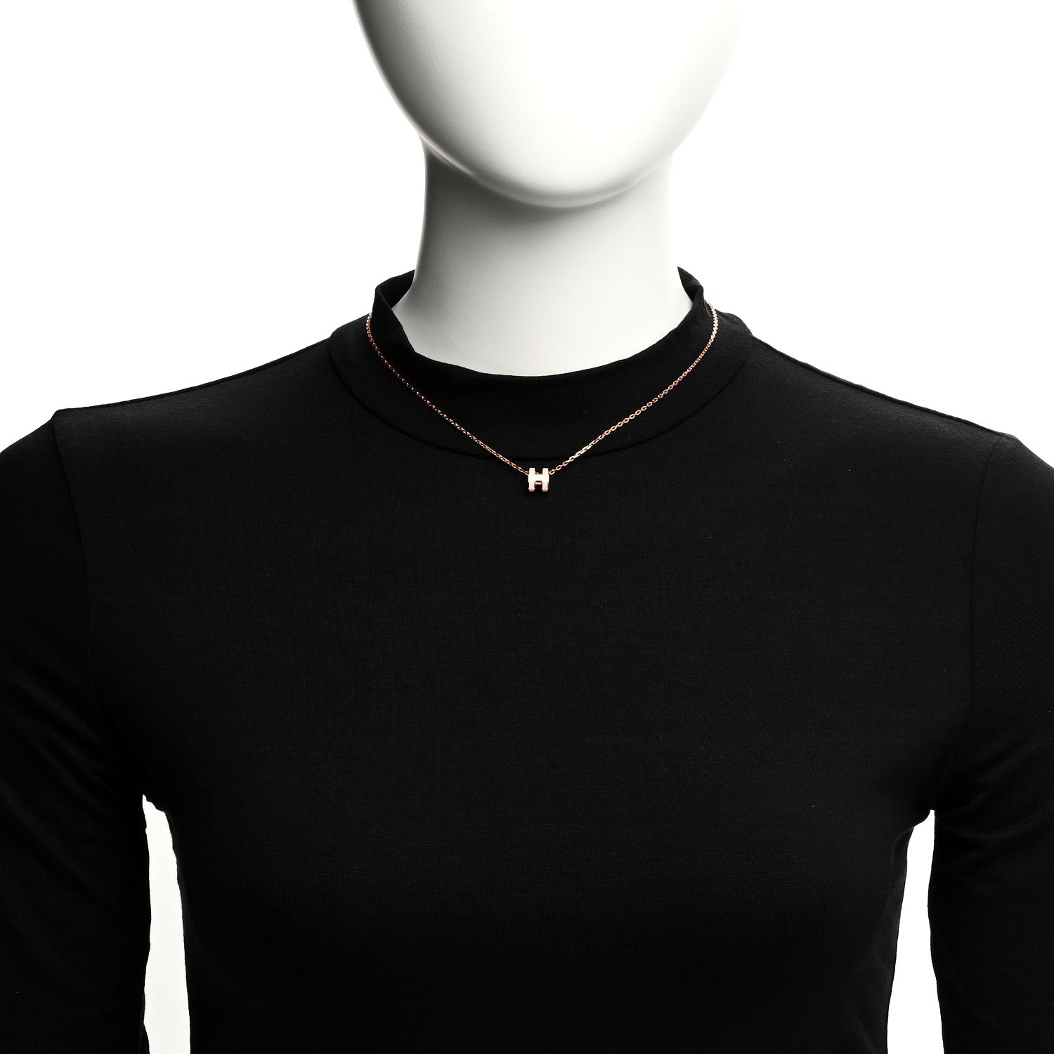 Hermes Lacquered Rose Gold Mini Pop H Pendant Necklace Rose Dragee 2 of 6