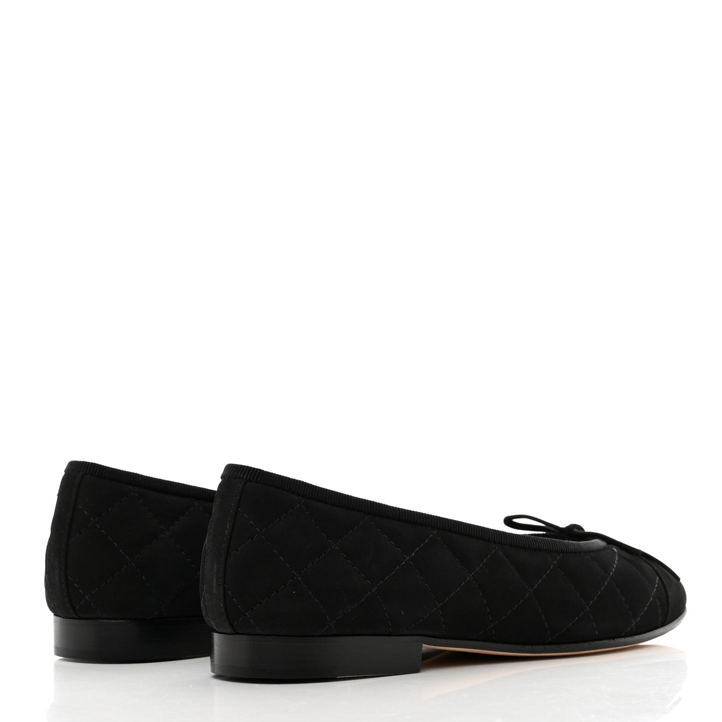 Suede Quilted Cap Toe CC Ballerina Flats 36 Black