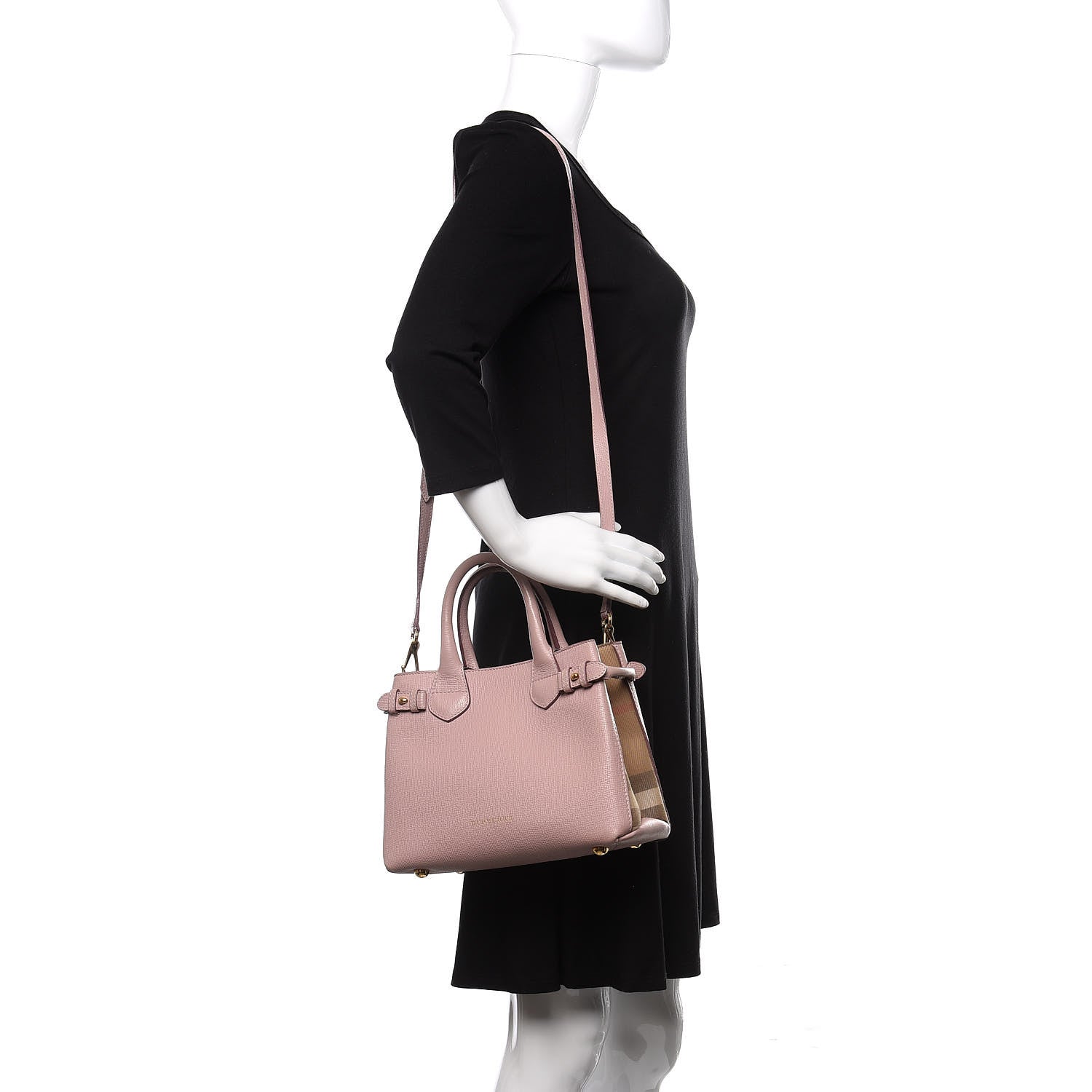 Burberry Grainy Calfskin House Check Small Banner Tote Pale Orchid 2 of 10