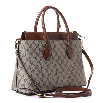 Gucci GG Supreme Monogram Medium Zip Top Tote Brown 3 of 13