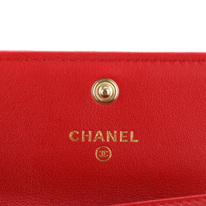 Chanel Calfskin Chevron Quilted Boy Card Holder Wallet Red 6 of 8