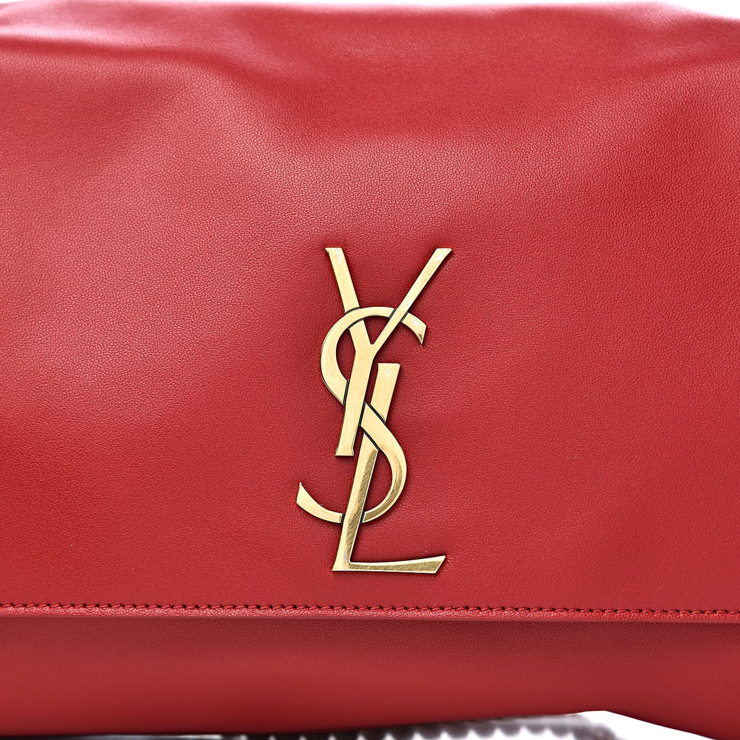 Smooth Calfskin Suede Medium Reversible Monogram Kate Satchel New Red