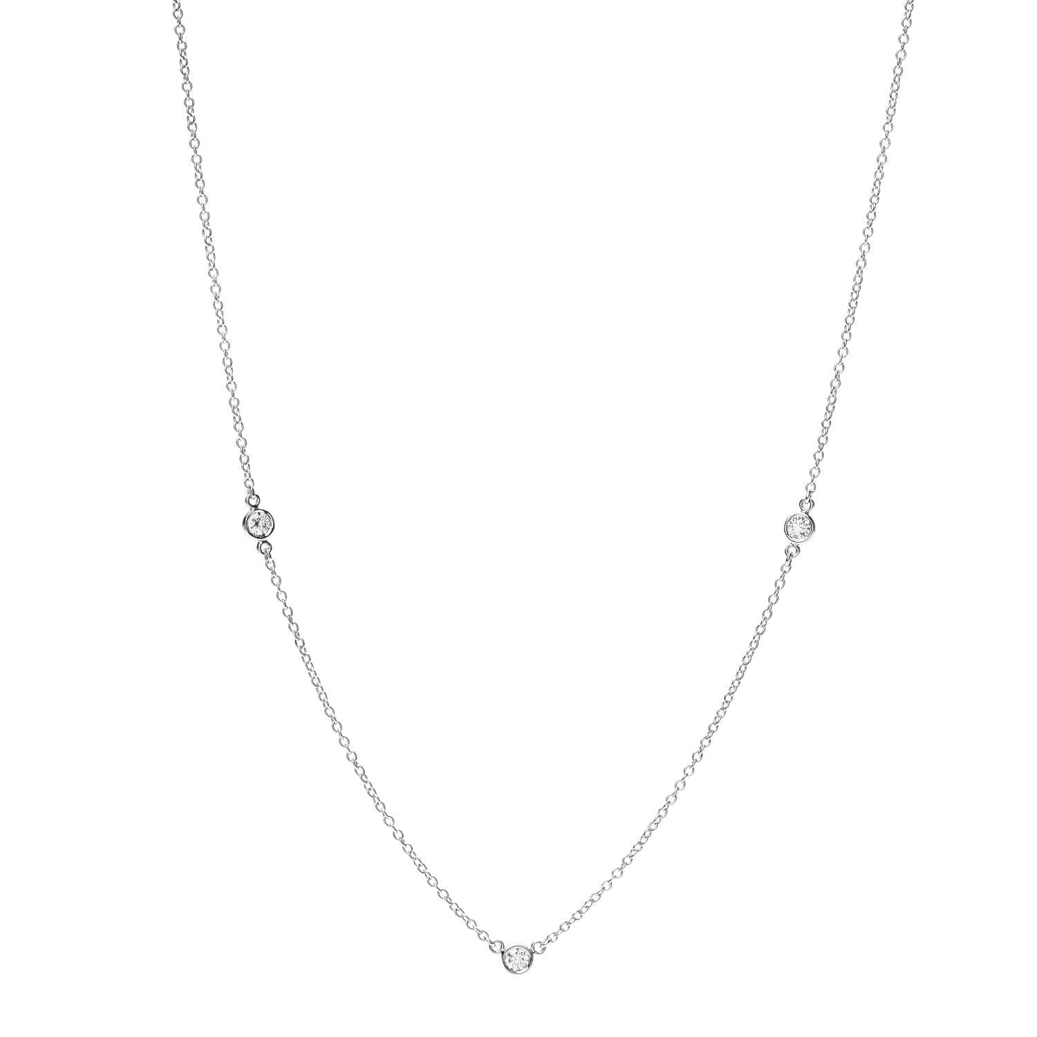 Tiffany Platinum Diamond 3 Station Diamonds by the Yard Necklace 1 of 6