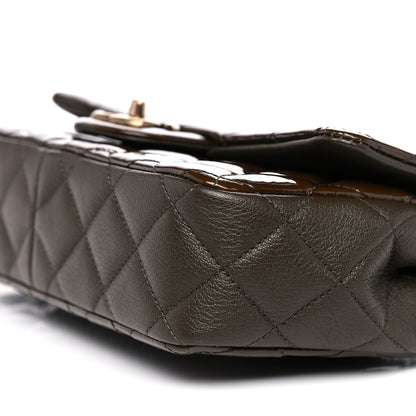 Chanel Patent Goatskin Quilted Medium CC Eyelet Flap Khaki 9 of 10