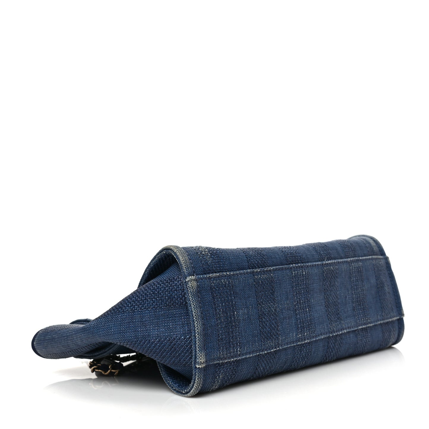 Mixed Fibers Striped Small Deauville Tote Navy Blue