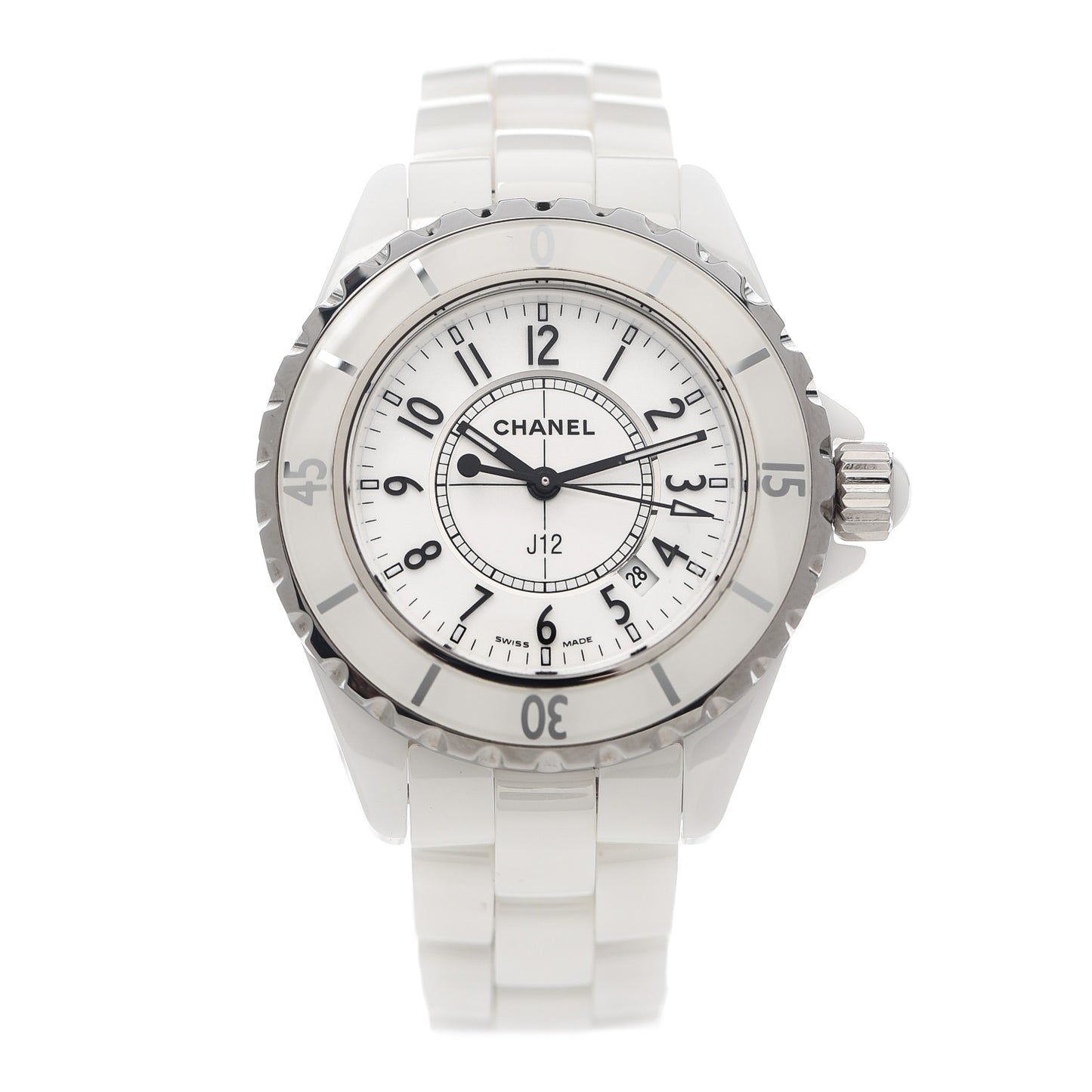 Stainless Steel Ceramic 33mm J12 Quartz Watch White