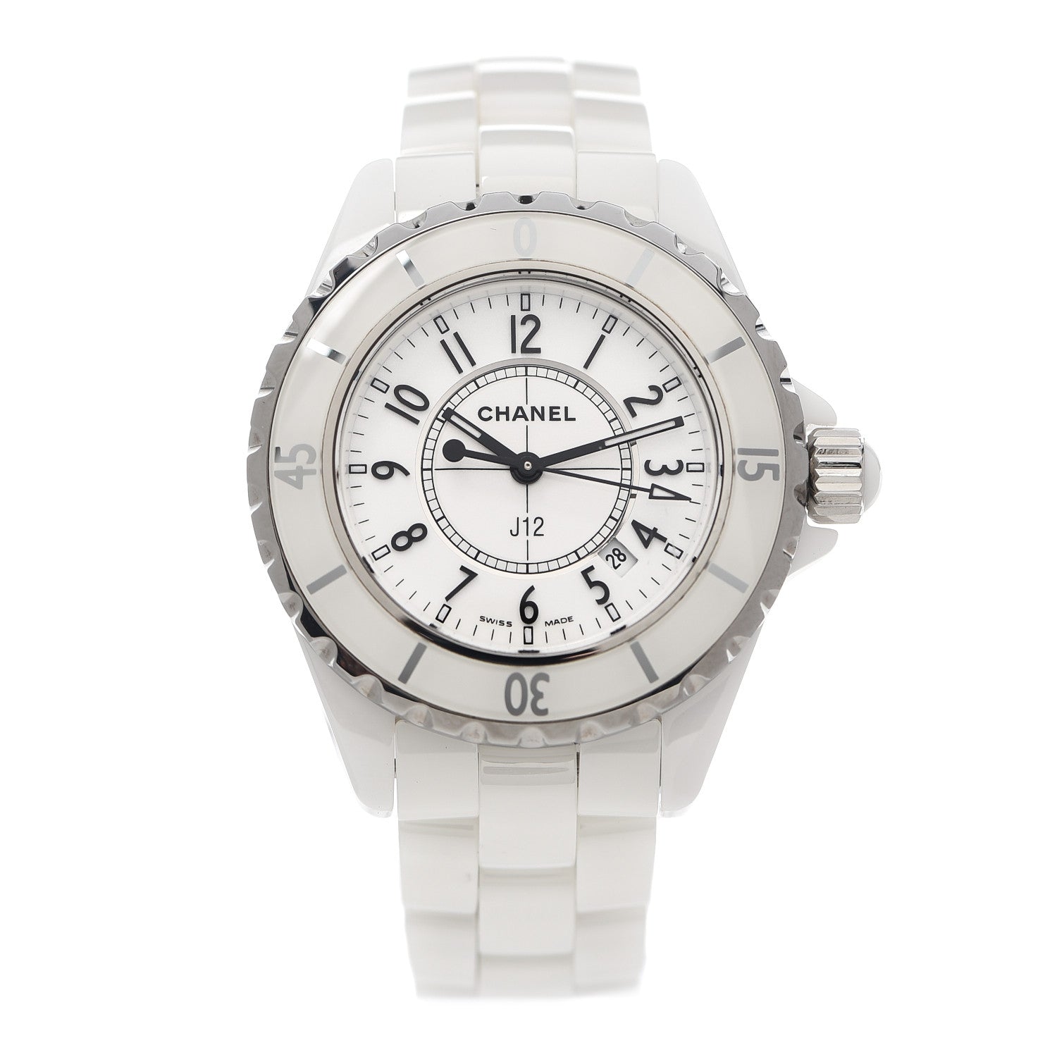 Chanel Stainless Steel Ceramic 33mm J12 Quartz Watch White 1 of 6