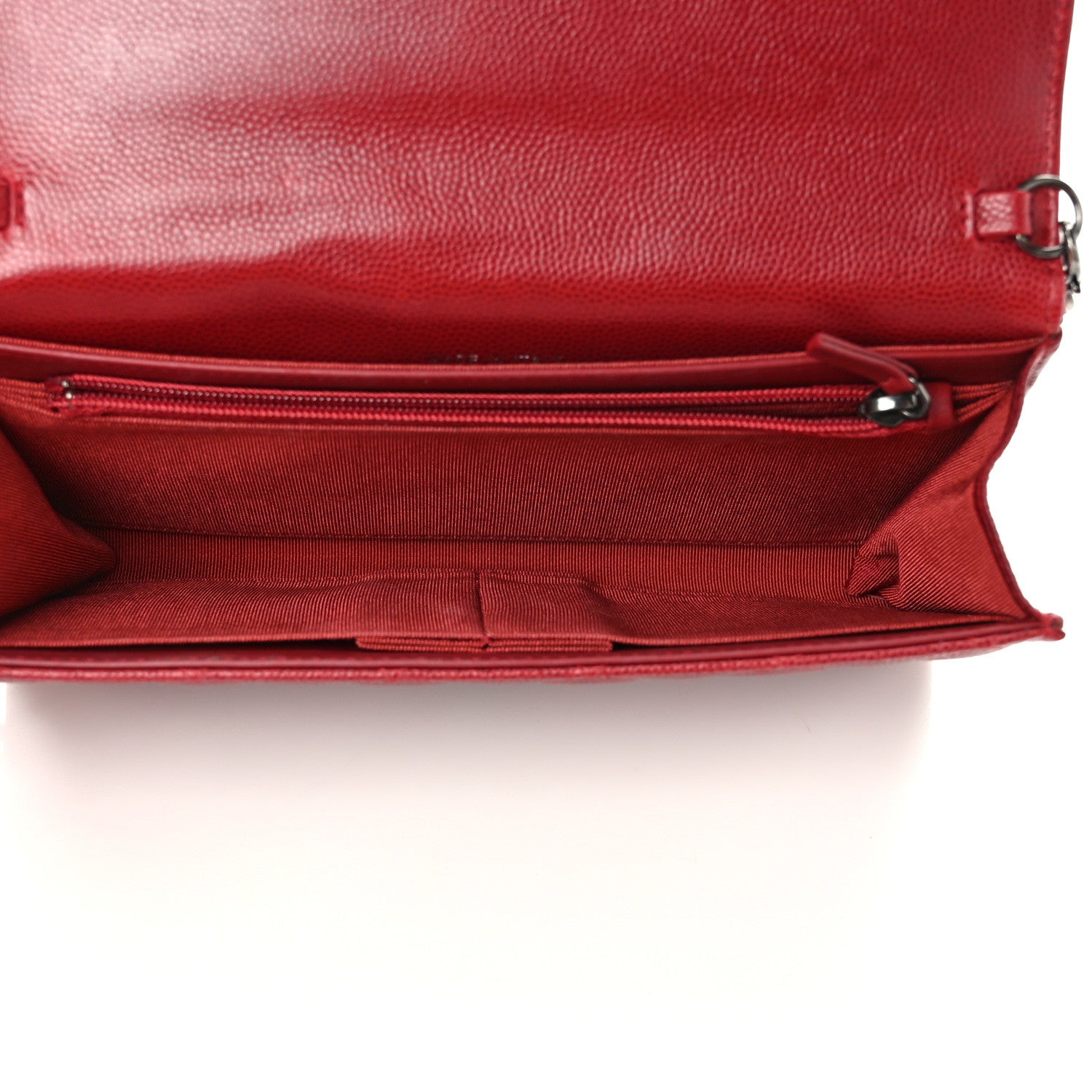 Chanel Caviar Quilted Wallet on Removable Chain Red 6 of 12