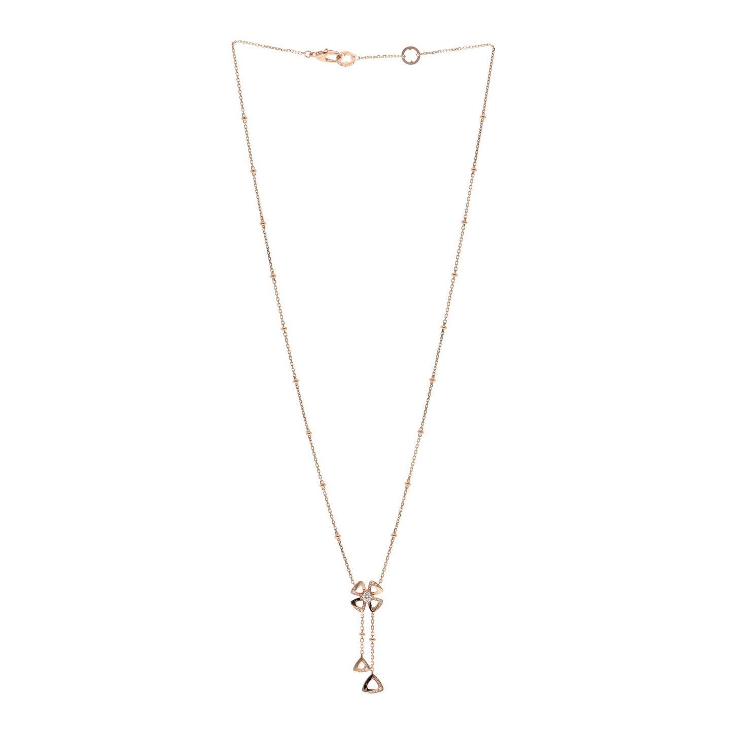 18K Rose Gold Diamond Fiorever Drop Necklace