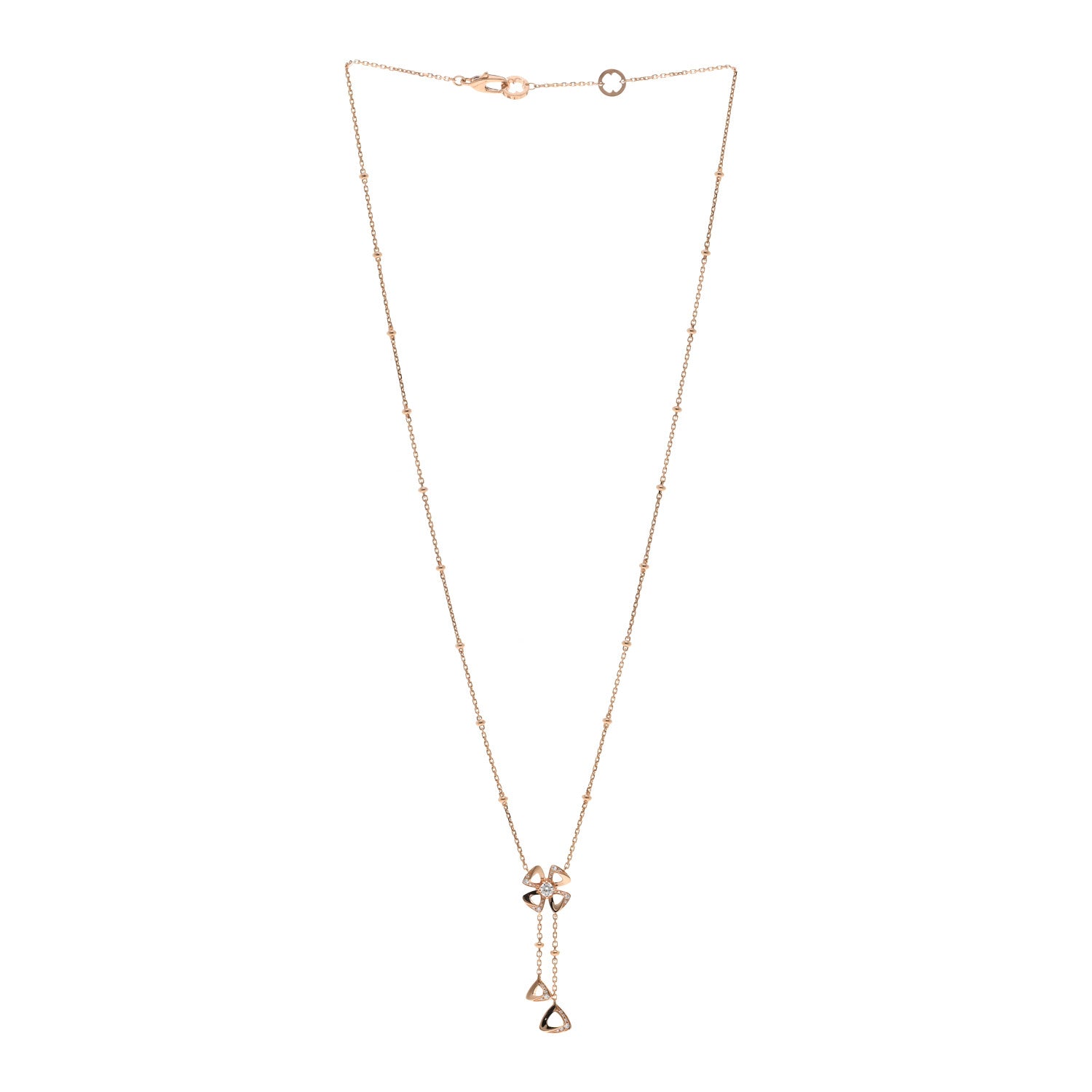 Bulgari 18K Rose Gold Diamond Fiorever Drop Necklace 3 of 5
